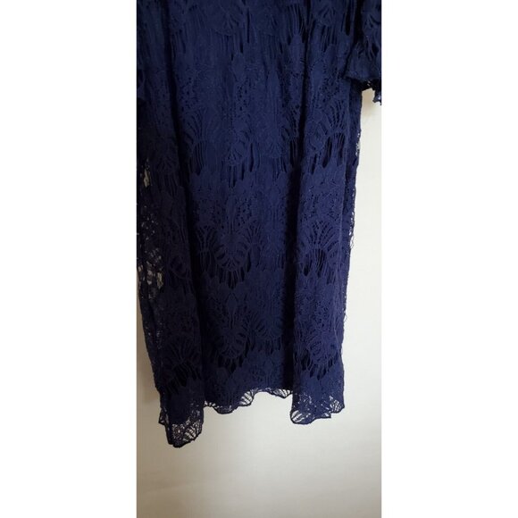 Love Fire Blue Lace Cold Shoulder Dress Lined M - Picture 12 of 16